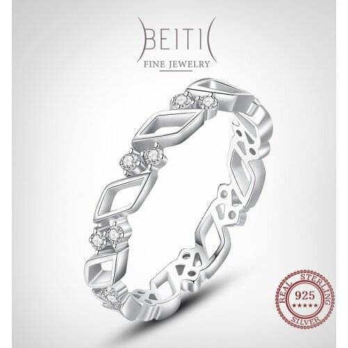 Beitil Irregular Geometric Design Sterling Silver 925 CZ Finger Ring For Women Minimalist Fine Jewelry 2021 New Style
