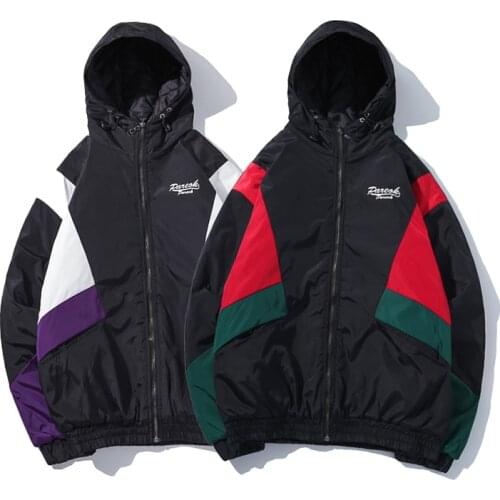Winter Original Popular Brand Mens Panel Contrasting Color Padded Raincoat Jacket Korean-style Students Stylish Cotton