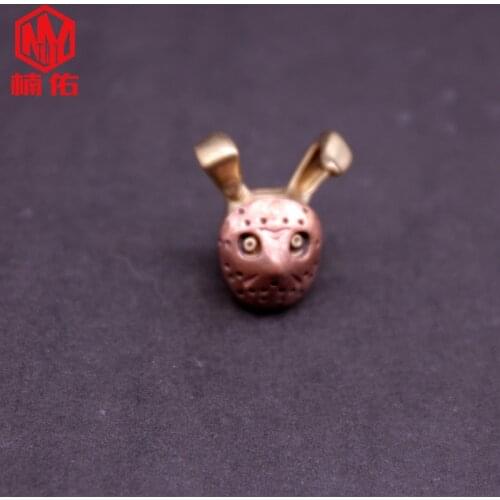 1PC Rabbit Head Retro Brass Copper EDC Paracord Beads Lanyard Pendants Knife Beads Umbrella Rope Cord Necklace Bracelet Beads