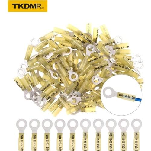 10/20/30/40PCS RV5.5- 5 6 8 10 Yellow Ring 3-6MM Insulated Wire Connector Electrical Crimp Terminal Cable Wire 12-10AWG