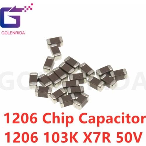 100pcs 10NF X7R 10% 50V 1206 103 smd capacitor