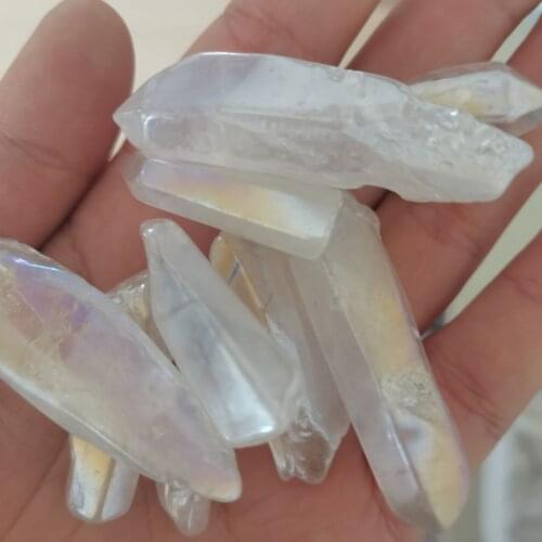 100g Electroplated White Titanium Aura Lemurian Crystal Wand Point Healing Crystal Stone Natural Stones and Mineralstion