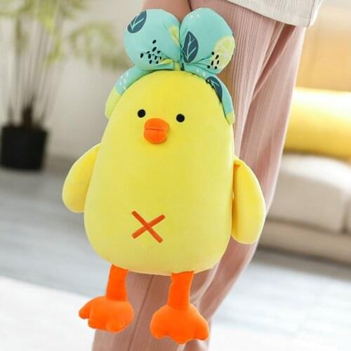28/50/70CM Kawaii Chicken With Bow Doll Baby Soft Stuffed Sleeping Chick Pillow Animal Plush Toys Kids Cartoon Gifts