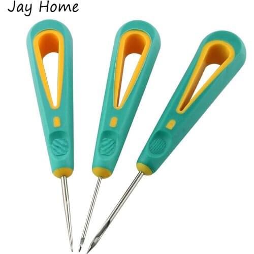 3/1Pcs Rubber Handle Sewing Awl Shoe Repairing Stitching Straight Needle Awl/Hook Awl/Round Hole Awl Sewing Crochet Hook Needles