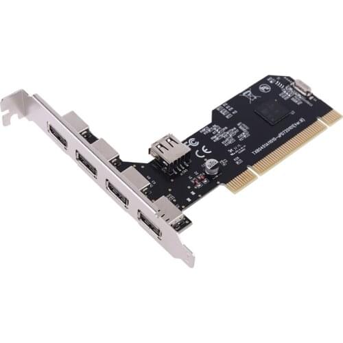 5 Port USB2.0 PCI Hub Controller Expansion Card 480Mbps Desktop Converter Driver P9YA