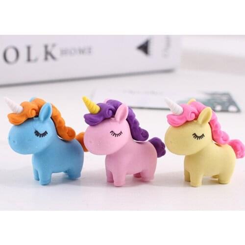 6/Pcs Creative Unicorn Eraser Independent Packaging Detachable Eraser Student Prize Stationery Wholesale
