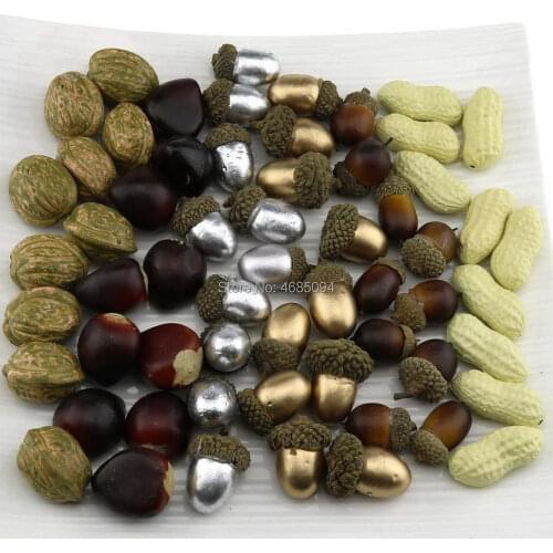 Gresorth 60 PCS Fake Nuts Artificial Acorn, Peanut, Walnut, Chestnut DIY Craft Home Decoration