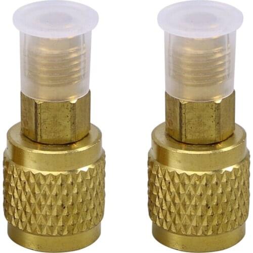 2pcs R410 Air Conditioner Refrigeration Converting Adapter Hose Set Kits Joint Quick Remover Installer Quick Connector (Golden)