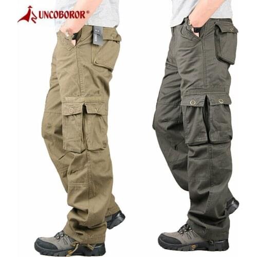 Cargo Pants Men Spring Autumn Streetwear Cotton Overalls Army Slacks Straight Trousers Multi Pockets Military Tactical Pants Men
