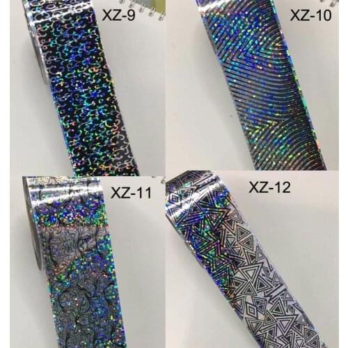 Black &White 16 rolls of 4 * 120 cm each roll Nail Art Transfer Decals head Skull Laser Foil Sticker Nail Wraps Decorations