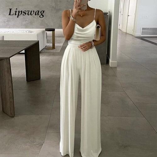 Summer Loose One Shoulder Women Jumpsuit Fashion Elegant Lady Wide Leg Romper Bodysuit Sexy Off Shoulder Club Playsuits Overalls