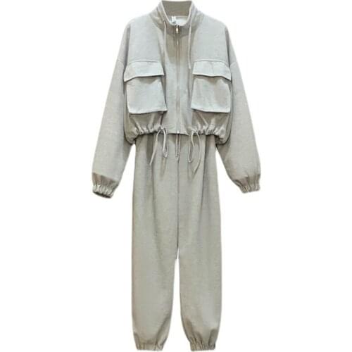 Plus Size Womens Spring 2021 New Sports Suit Fashionable Loose Sweatshirt Female Casual Two Piece Set Jacket Sweatpants Clothes