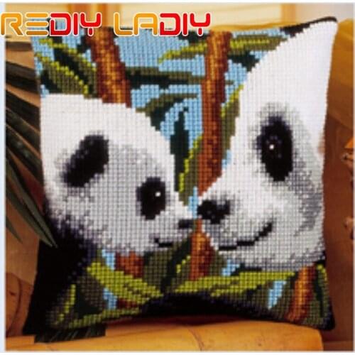 Cross Stitch Cushion Red-Eyed Frog Chunky Yarn Cross-Stitch Kits Needlework Pre-Printed Canvas Pillow Home Decor Arts & Crafts