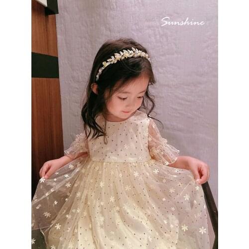 Baby Girls Summer Lace Flower Dress Kids Performance Party Wear Princess Girls Evening Dresses Teenager Girls Wedding Dresses