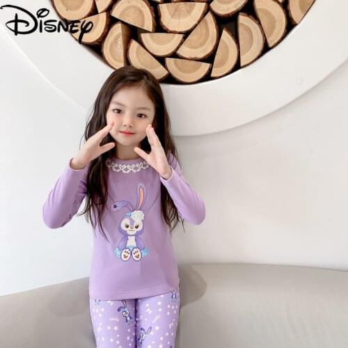 Disney Fashion Cute Cartoon Star Dailu Warm Top Simple and Comfortable Cotton Childrens Base Set