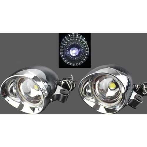 Motorcycle Chrome LED Bullet Driving Passing Spot Fog Light Custom 12v For Honda Yamaha Suzuki Kawasaki Touring Bobber