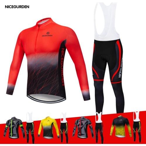 Mountain bike mens breathable cycling jersey suit long-sleeved cycling jersey and quick-drying mountain bike cycling jersey men