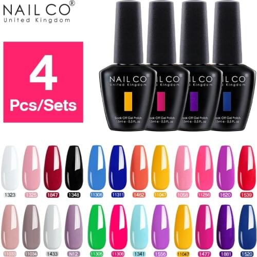 NAILCO 4psc set colorulails semi permanent nail art soak off Gel polish nail accessories All for manicure Gel for extension top