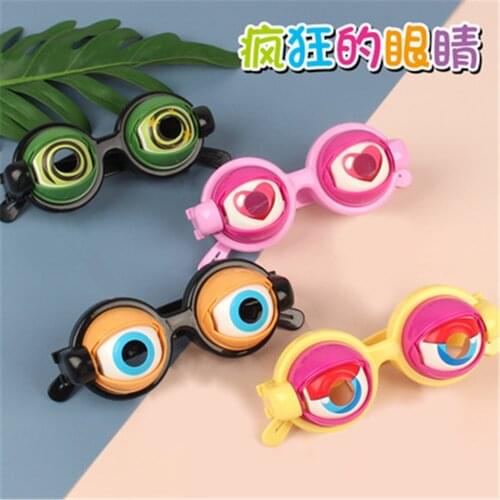 The new creative plastic cute round frame can close your eyes and open your eyes Fun party glasses Entertainment games Novel toy