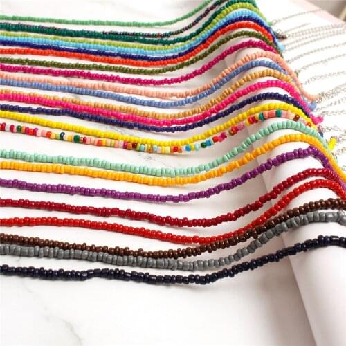 2021 New Colorful Beaded Necklace Couple Women Korean Bohemian Style Clavicle Chain Sweet Temperament Necklace Men Jewelry Gift