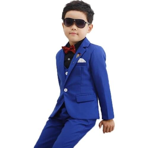 Flower Boys Formal Groom Suit Kids Wedding Jackets Vest Pants Tie Clothes Children Blazer School Graduation Costume Tuxedo Dress