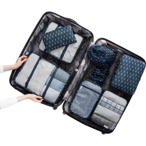 8 pcs/set Packing Cubes Travel Luggage Organizer Durable Polyester Travel Bags Hand Luggage Waterproof Packing Bags for Suitcase
