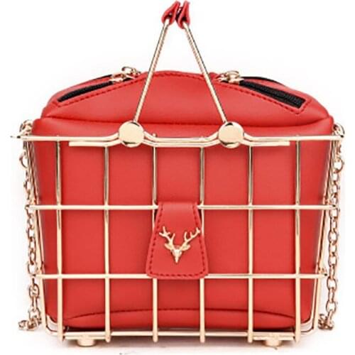Luxury Ladies Bag 2021 Summer New Fashion Small Box Handbag PU Personality Basket Bag Single Shoulder Crossbody Chain Bag