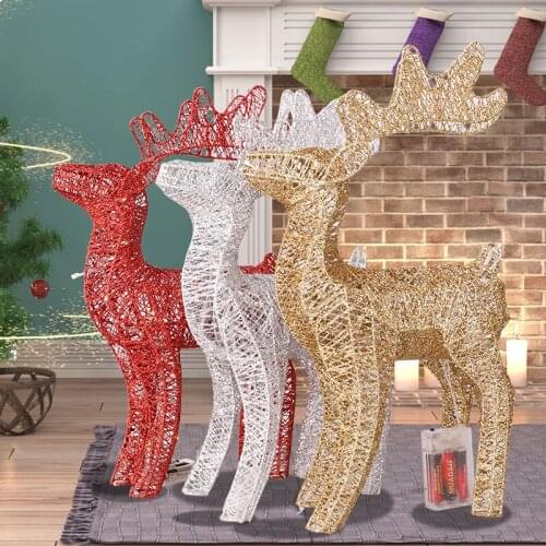 Navidad 2021 Christmas Decoration Iron Art Deer Holiday 40cm Lighting Decor Home Furnishing Props Ornaments Jewelry Decora