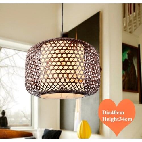 Chinese style hand knitting bamboo art Chandelier Coffee&bamboo color E27 LED lantern lamp for porch&parlor&corridor&bar LHDD042