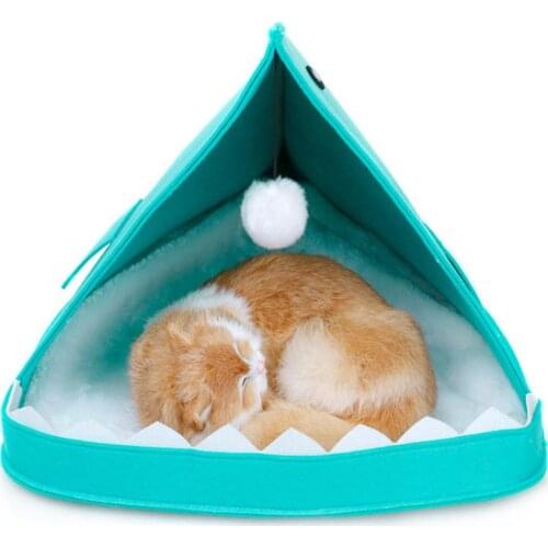Pet Removable Washable Tent Shark Shape Cushion Foldable Cave Felt House Sleeping Dog Cat Bed Soft Kennel Warm Dogs Cat Nest Mat