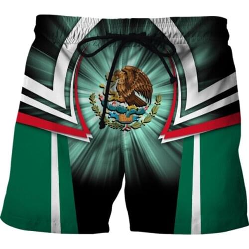 Mexican Flag Mens Eagle 3D Print Board Shorts Summer Beach Shorts Quick Dry Unisex Streetwear Harajuku Casual Baggys 05