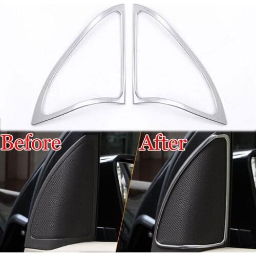 2pcs Car Front Triangle Door Stereo Speaker Audio Sound Cover Trim Frame Decoration For Benz A180 A200 2013-2015 Car Styling