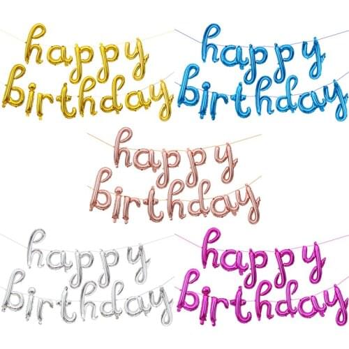 1Set Fancy Font Happy Birthday Balloon Air Letters Rose Gold Foil Balloons Kids Toy Birthday Party Helium Globos Party Balloon