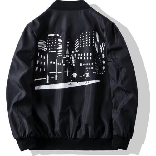 YJ710 New M-5XL Autumn Clothing Plus Size City Busy Printed Mens Jacket Coat