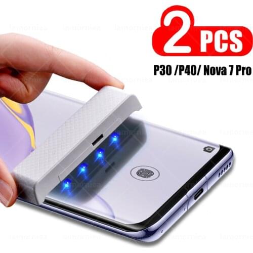 UV Tempered Glass For Huawei P40 P30 Plus Honor 30 Pro Liquid Screen Protector For Huawei Mate 20 30 Nova 7 Pro Protective Film