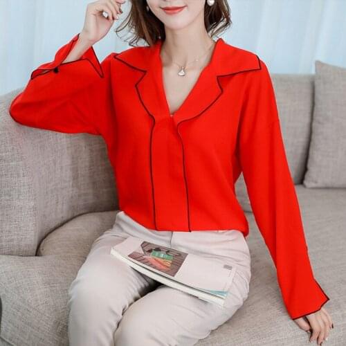 Spring Summer Chiffon Shirt Women Korean Slim Thin Fashion Bottoming Blouse Office Ladies Long Sleeve Casual Top Clothes H9067