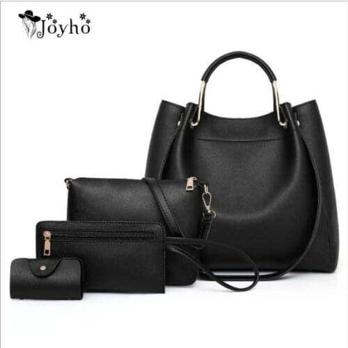 JOYHO 4 Pieces Set PU Leather Women Handbags High Quality Large Capacity Ladies Shoulder Bucket Bags Fashion Female Tote Bag