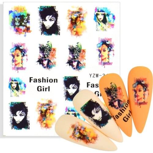 1 Sheet 2021 Newest Nail Stickers Tiger Animal Design Black Panda Tattoo Manicure Nail Decals Slider Water Wraps Tool
