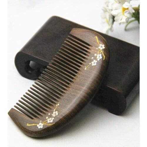 1pcs Anti-Static Comb Natural Peach Solid Wood Comb Engraved Peach Wood Healthy Massage Hair Care Tool Beauty Accessories