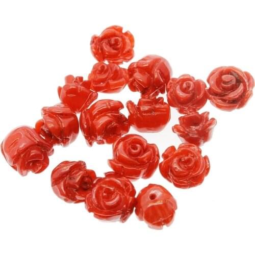 1pc Natural Bamboo Coral 7~13mm Rose Camellia Flower Loose Beads Charms Women Jewelry Making DIY Bracelet Necklace Accessories
