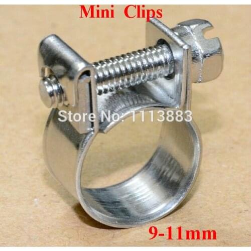 10pcs Mini Hose Clips 9-11mm Stainless Steel SS304 Hose Clamps For Use On Fuel Line Gas