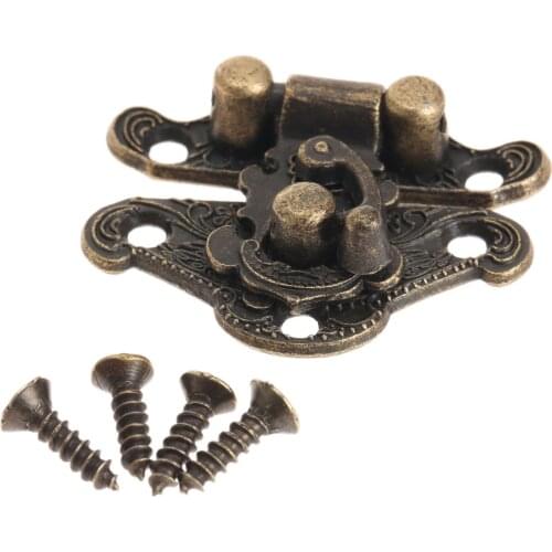 12Pcs Antique Latches Catches Hasps Clasp Catches Lock Decorative Jewelry Wooden Box Case Hooks 28mmx23mm