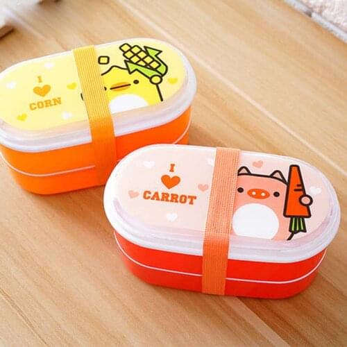 2 Layer Cartoon Animals Lunch Box Bento Lunch Container Food Container Japanese Style Plastic Lunch Sushi Box