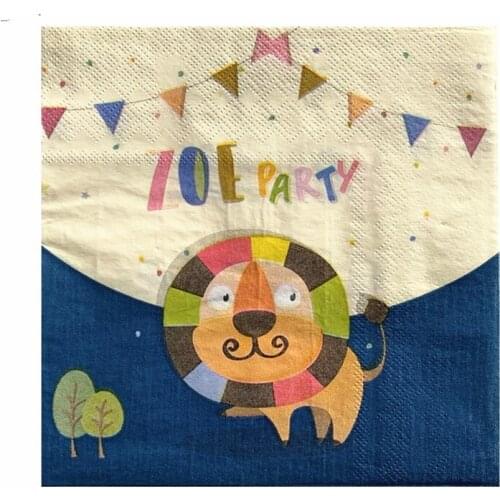 20 Sheets 31x31cm Jungle Theme Party Decoupage Paper Napkin Decorative Animal Napkins for Decoupage Disposable Party Tissues