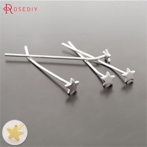 29505)20PCS Full length 30MM,Thickness 0.7MM Silver Color Brass Star Flat Pins & Needles Jewelry Findings Accessories Wholesale