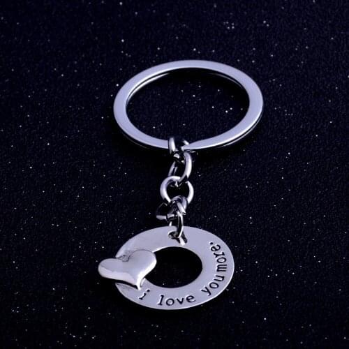 Bespmosp 12PC/Lot Lovers Couples"I Love You More"Circle Heart Pendant Keychain Keyring Man Women Charm Jewelry Valentines day