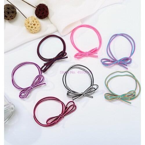 DHL 50bag 100pcs/bag Korean double bow hair ring hand tie hair rope high elastic tie head rubber band headwear