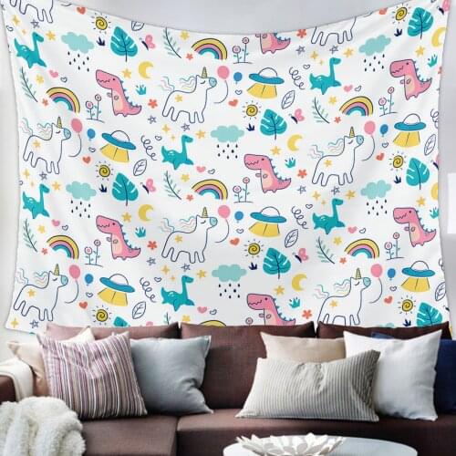 Dinosaur Rainbow Cartoon Tapestry Bedroom Home Decoration Wall Blanket Tapestry Bedroom Wall Hanging Yoga Mat