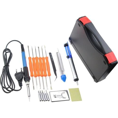 60W Adjustable Temperature Electric Soldering Iron Welding Solder Station Heat Pencil Set With Tips Tin Wire Tweezers EU Plug