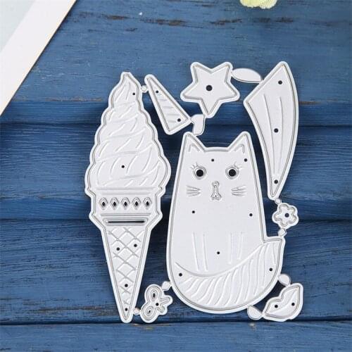 Ice Cream Cat Metal Cutting Dies Mold Scrapbook Craft Mold Template Embossing Paper Mold Making New